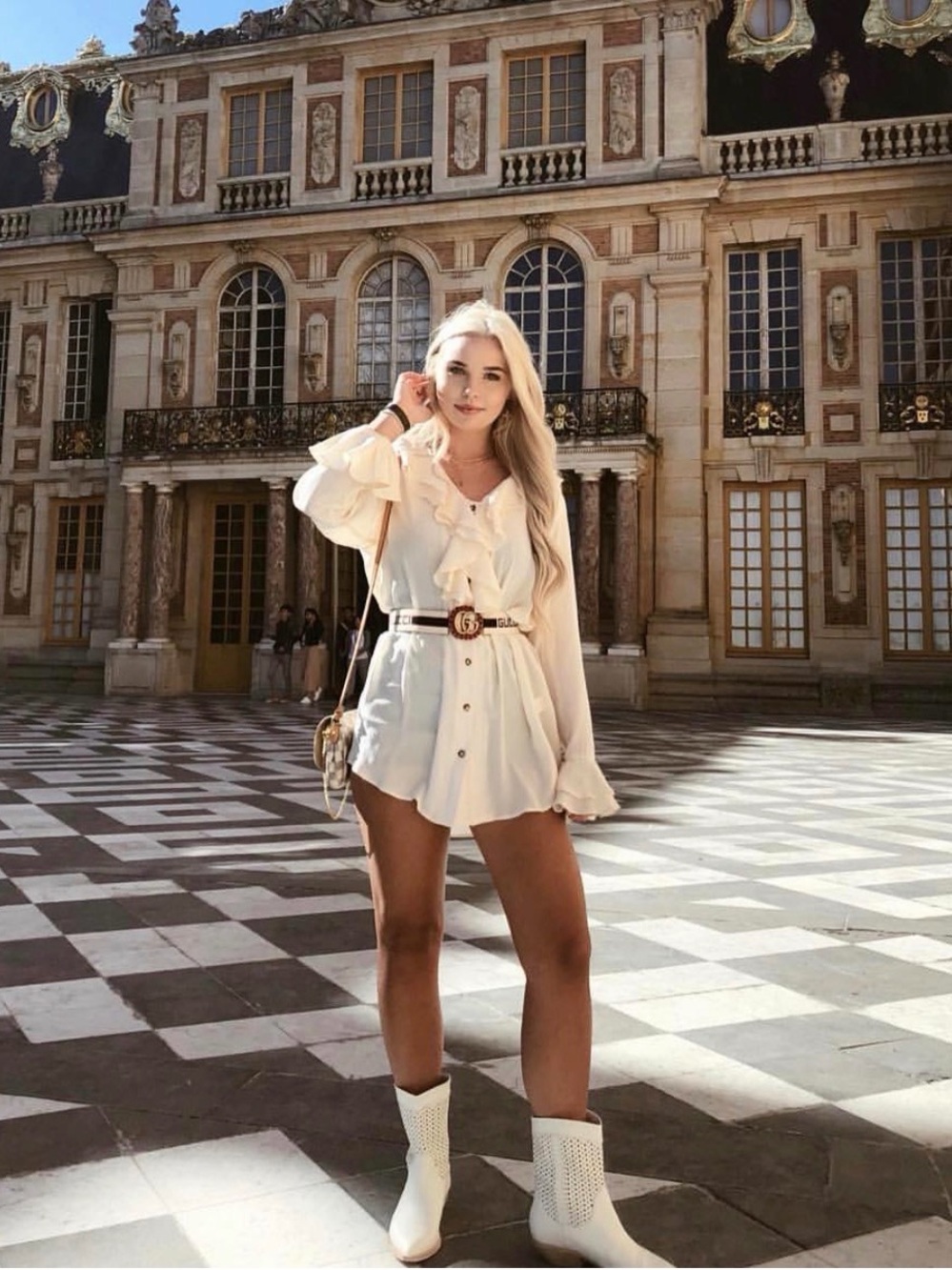 Stone Cold Fox Gerry Cream silk Ruffled Button-Down tunic Blouse or mini dress